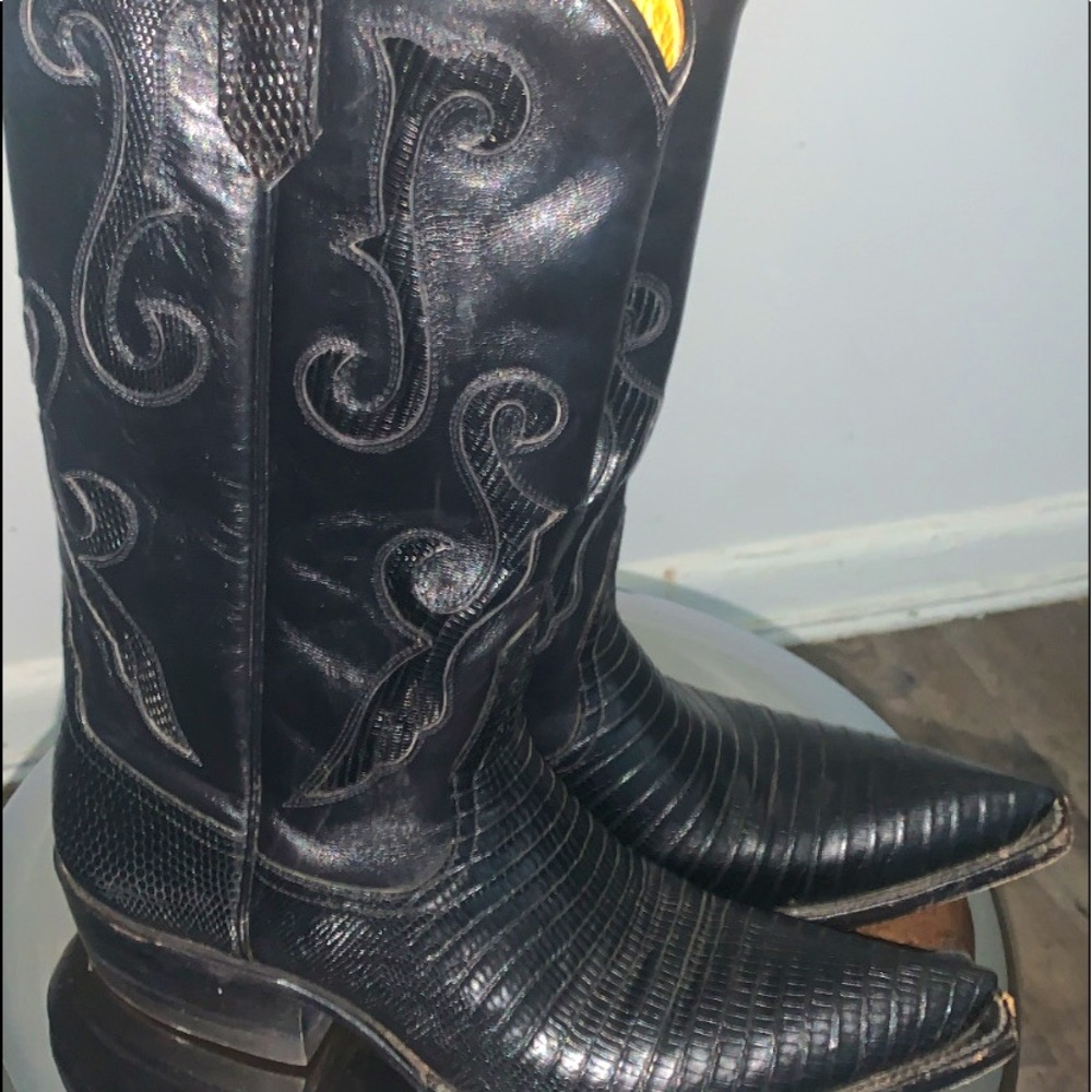 Rio of Mercedes Black Vintage Cowboy Boots